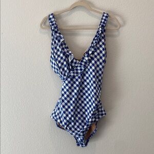 Jessica Rey | Checkered one piece wrap swimsuit